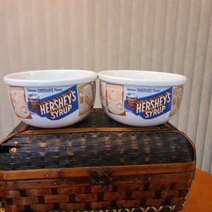 Vintage Pair of Hershey's Chocolate Syrup Advertising Bowls Item 31719